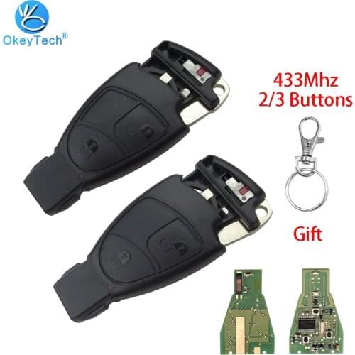 OkeyTech 433Mhz 2/3 Buttons Remote Smart Key Fob For Mercedes Benz B C E ML S CLK CL 3B 3BT Complete Control Key 1996-2005