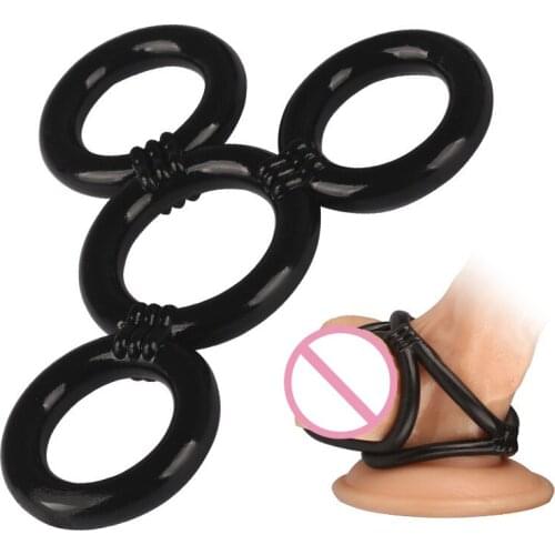 Mens 4 Ring Constraint Sperm Lock Penis Collar Adult Sex Supplies Toys Male TK-ing