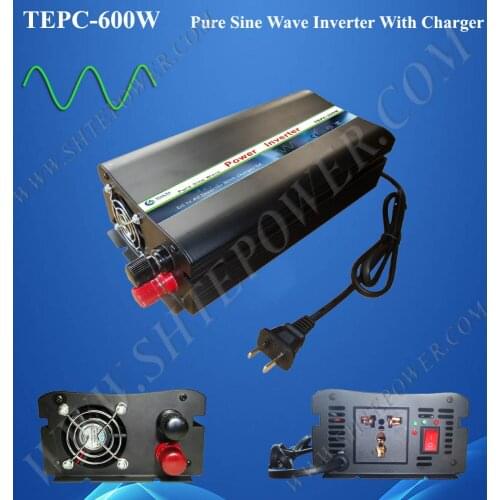 Pure Sine Wave inverter DC 12V 24V input 600W TEPC-600W new products inverter with charger AC output off grid tie