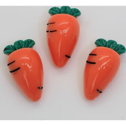 Kawaii Vivid Orange Carrot Cabochons Resin Vegetable Charms Food Jewelry Miniature Carrot For Craft Decor