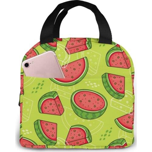 Colorful Watermelons Lunch Food Box Bag Insulated Thermal Food Picnic Lunch Bag for Women kids Men Cooler Tote Bag