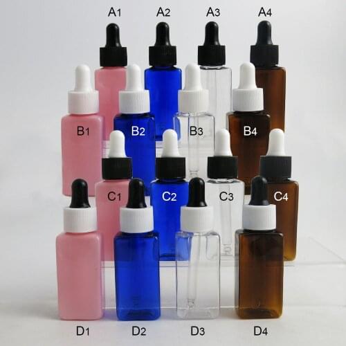 360 x 30 ml Square Plastic Dropper Bottles With Eye Pipette Empty Amber Clear Pink Blue Essential Oils Bottle Container