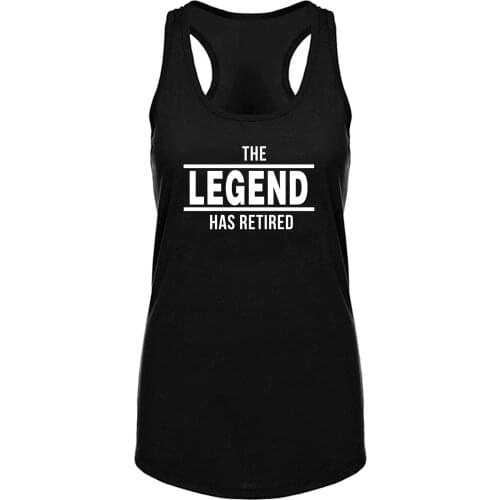 Lyprerazy Womens The Legend Has Retired Printed Black Workout Fitness Gym Funny Tank Top