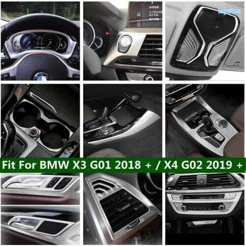 Matte Interior For BMW X3 G01 2018 - 2021 X4 G02 2019 - 2021 Safety Seat Belt Buckle / Roof Mic Microphone / AC Cover Trim ABS