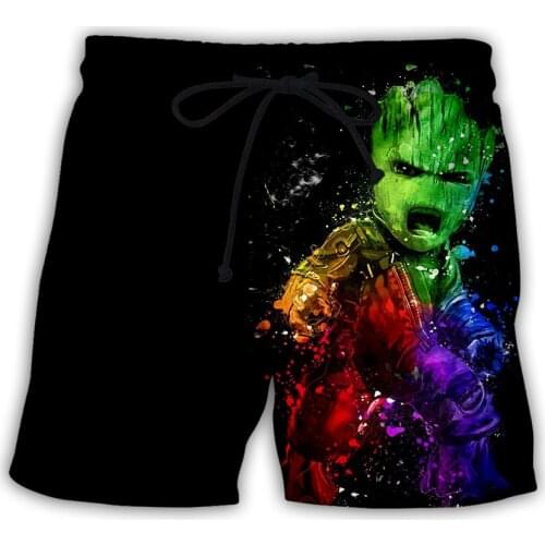 Swimming trunks 2021 summer mens hemp 3D printed shorts fashion beach Bermuda shorts black 6XL large size quick-drying