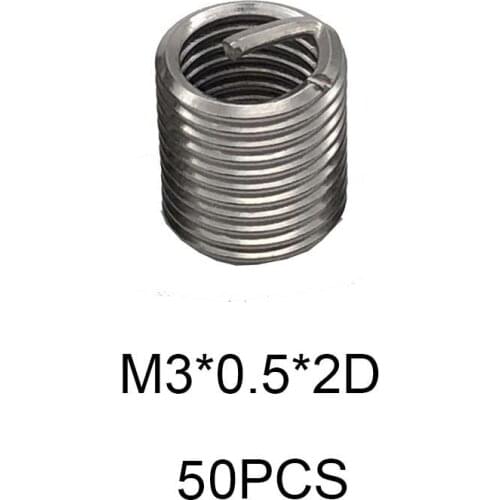 50pcs M3*0.5*2D Silver Thread Repair Insert Kit Set 304 Stainless Steel For Hardware Repair Tools