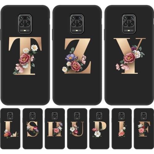 Initial Letter Phone Case For Xiaomi Redmi Note 9 Pro Case Soft Silicon Back Cover For Xiaomi Redmi Note 9S 9T 9A 9C NFC Fundas