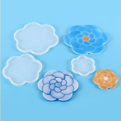 Cherry Blossom Desktop Decorations Epoxy Resin Mold Tray Coaster Silicone Mould DIY Crafts Ornaments Casting Tool