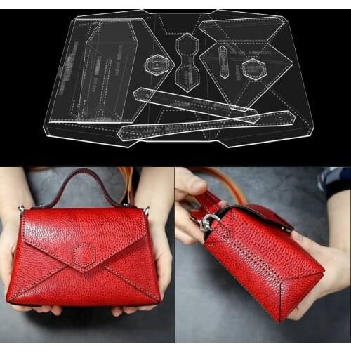1Set DIY Acrylic Template New Shoulder Bag handbag Leather Sewing Pattern DIY Craft Pattern Stencil Leather Craft Tool 20*14*7CM