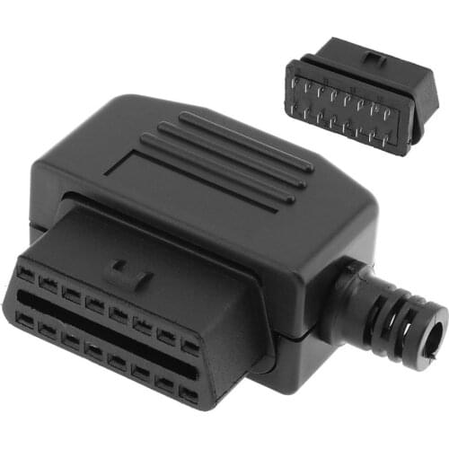 OBD-II L Type 16 Pin Female Car Connector Wire Sockets Connector Plug with Shell and Screw