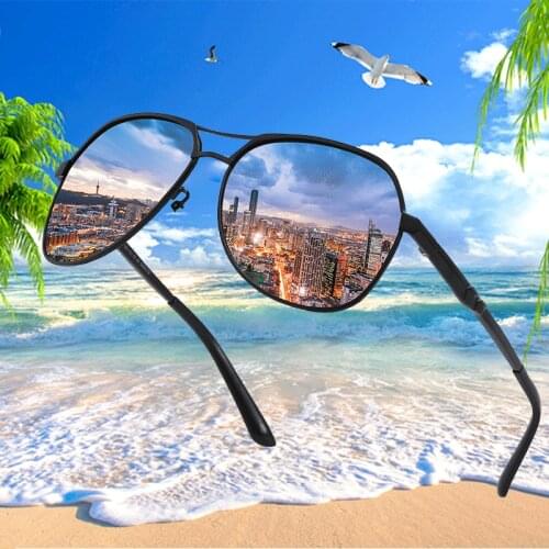 New Vintage Polarized Sunglasses for Men Glasses Driving Brand Designer Frame Material Metal Lunette De Soleil Femme Double Beam