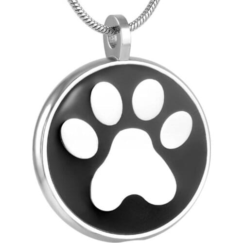 Round coin shape Dog memorial ash holder jewelry Never fade Pet Cat/Dog paw print funeral cremation keepsake pendant