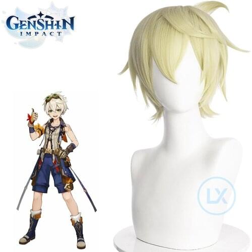 Bennett Wig Game Genshin Impact Cosplay Golden Short Heat Resistant Synthetic Hair Pelucas Anime Costume Role Play Wigs