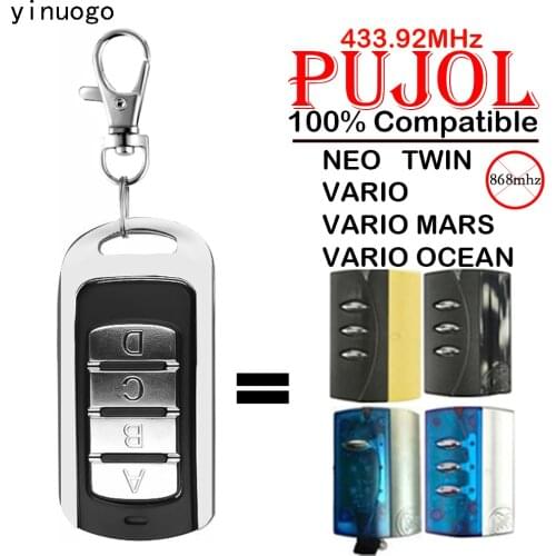 For PUJOL VARIO OCEAN Garage Door Remote Control Compatible With PUJOL TWIN VARIO NEO Rolling Code 433.92MHz Gate Opener