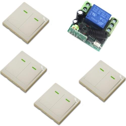 DC 12V Wireless Remote Control Switch System 1CH 1 CH 10A Receiver Mini Relay + Wall Transmitter