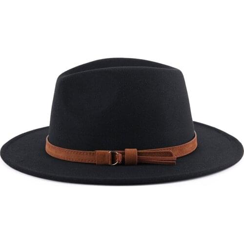 Adult Couple Man and Woman Wool Hat With Leather Ribbon Gentleman Elegant Lady Winter Autumn Fashion Jazz Cap