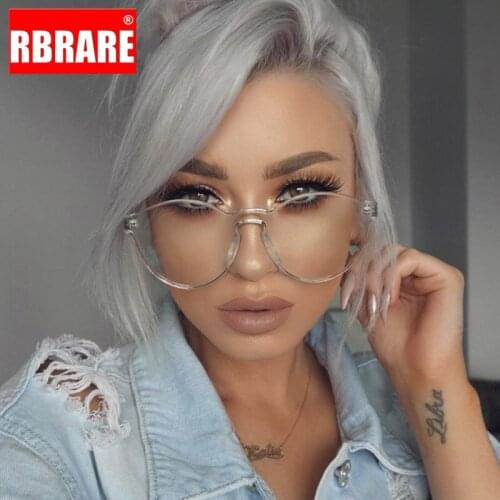 RBRARE Rimless Sunglasses Women Transparent Siamese Sunglasses Women One-piece Sun Glasses Vintage Oculos Lentes De Sol Mujer