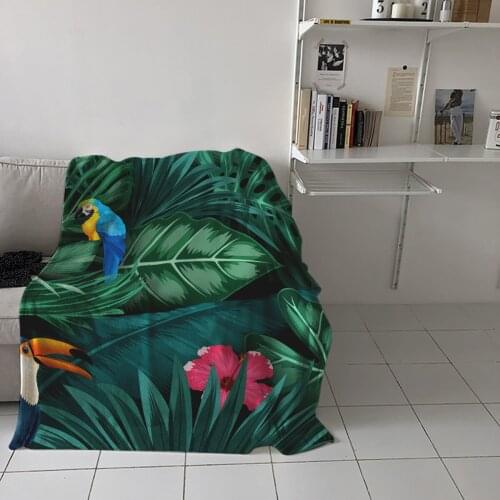 Bedroom Warm Blankets Tropical Plants Parrot Sofa Throw Blankets Childrens Baby Soft Blankets Airplane Portable Blanket