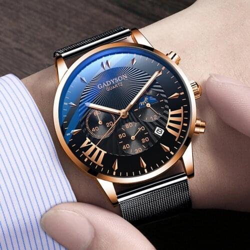 Ultra Thin Minimalist Blue Dial Watch Men Steel Mesh Watches Man Business Casual Luminous Quartz Wrist Watch Reloj Mujer 2020