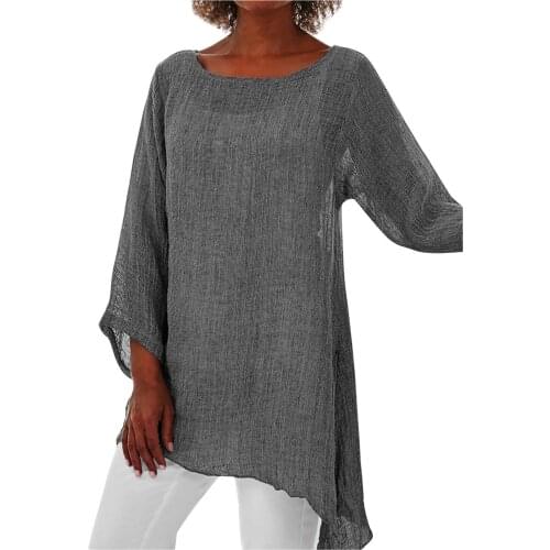 Vintage Womens Tops And Blouses Fashion Womens Solid Long Sleeve Loose Blouse Top Blusas Mujer De Moda 2021 Blouses Et Chemises