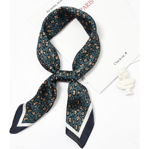 Yishine New Style 70x70cm Women Multifunction Polyester Silk Scarf Sexy Leopard Printed Satin Small Square Wraps Scarves Shawl