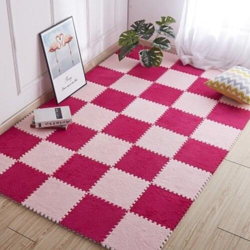 Suede Mosaic Carpet EVA Foam Pad Floor Mat 30x30cm Puzzle Pad Children Crawling Mat Warm Living Room Bedroom Carpet