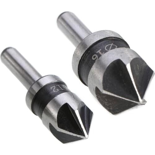 1/2-5/8 Round Shank Woodworking Five Flutes Countersink Drill Bit 2 PCS/ Set High Carbon Steel Drill Bit for Woodworking Tools