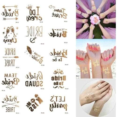 1Pcs Bridesmaid team Accessories Bridal Shower Party Favors Tools Team Bride Tattoos Bridal Party Supplies Gold Temporary