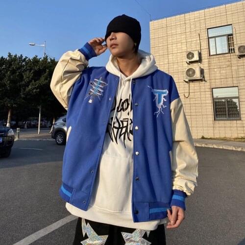 2021 Spring National Tide High Street Black Cat Letter Embroidered Baseball Clothing Trend Fried Street American Jacket Jacket