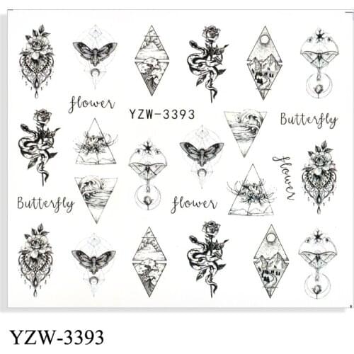 4 Sheets Letter Design Abstract Image Water Transfer Wraps Sexy Girl Nail Slider For Nails Art Decorations Manicure