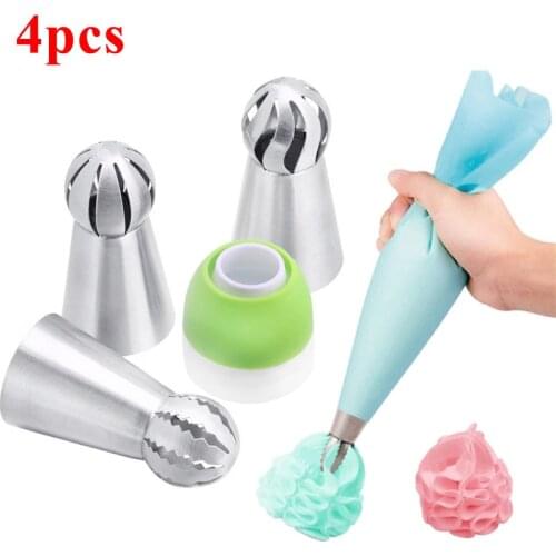 4PCS Torch Pastry Nozzles For Cream Icing Piping Nozzles Cake Decoration Tips Leaf Tulip Rose Cake Nozzles Tips Confectionery