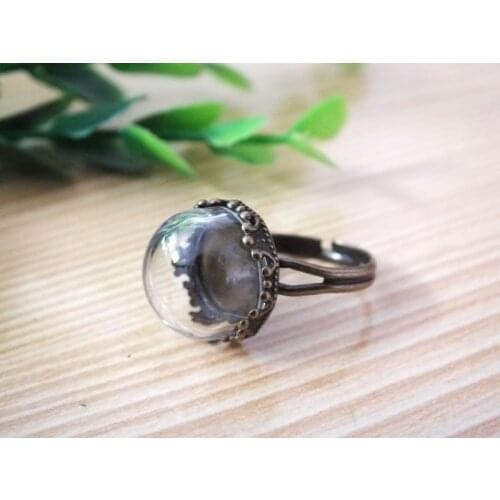 5sets 15mm glass globe & bronze plated ring crown finding set glass global set glass vial glass cover jewelry findings