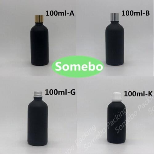 500pcs 100ml Refillable Glass Perfume Bottle With Reducer Dropper Empty Matte Black Bottle For Cosmetic Essential Oil