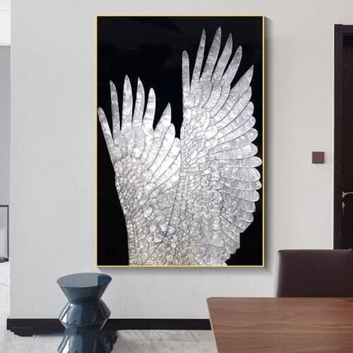 Abstract Black and White Angel Wings Canvas Painting Wall Art Pictures Modern Posters and Prints Wings Living Room Home Decor
