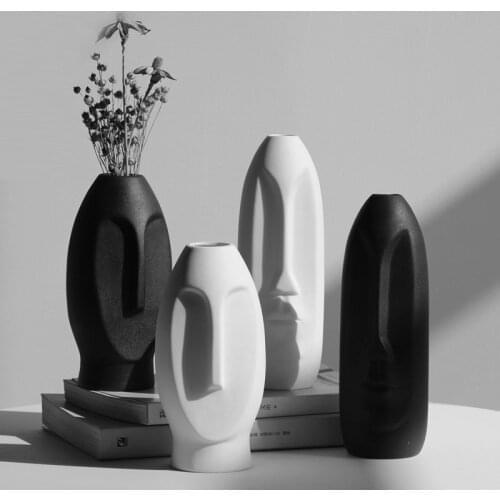 Abstract Ceramic Face Vase Decoration Living Room Decoration Ceramic Crafts Modern Flower Vase Monolithic Vase White Vases