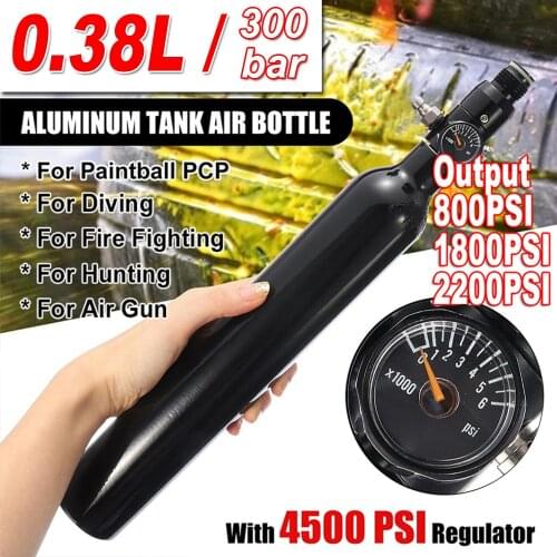 0.38L 4500psi/30MPA Paintball PCP HPA Tank 380CC Bottle CO2 Sodas Stream Cylinder with Regulator Valve Thread is 5/8"-18UNF