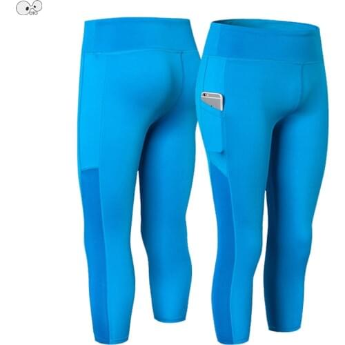 Calf-length Pants Capri Pant Sports Leggings Women Fitness Yoga Gym High Waist Legging Ladies 3/4 Running Trousers with Pocket