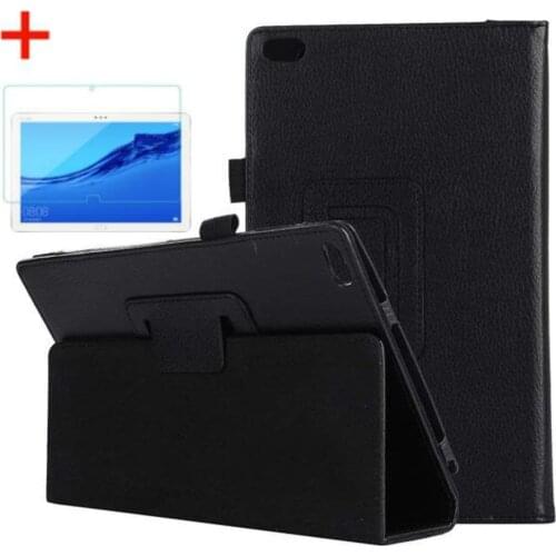 For Lenovo Tab 4 8 2017 TB-8504 Case and Glass Flip Litchi PU Leather Cover for Lenovo Tab4 8 TB-8504F TB-8504N 8504X Tablet