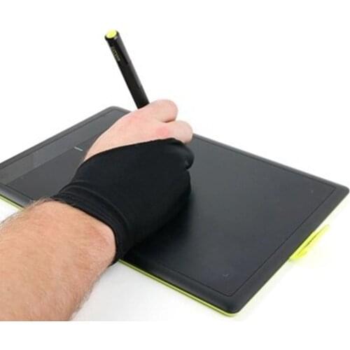 1Pc Black 2 Finger Anti-fouling Glove,both For Right Drawing Hand Left Graphics Tablet And Drawing Artist For Any V1B0