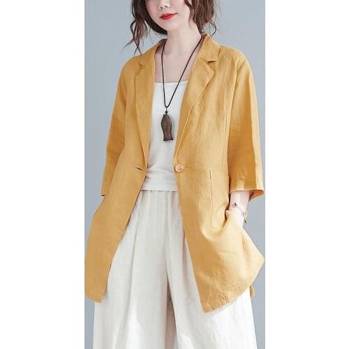 Женские льняные пиджаки Conncozy China At AliExpress