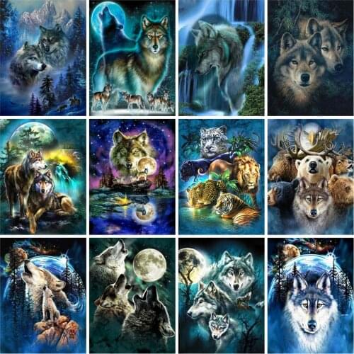 EverShine Diamond Mosaic Wolf 5D Full Square Diamond Painting Animals Cross Stitch Diamond Art Picture Rhinstones Handmade Gift