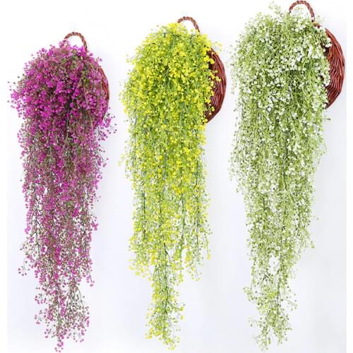 Artificial Plant Plastic Rattan Hanging Plant Artificial Vine Fake Leaves Home Garden Wall Patio Decoration Fake Plant