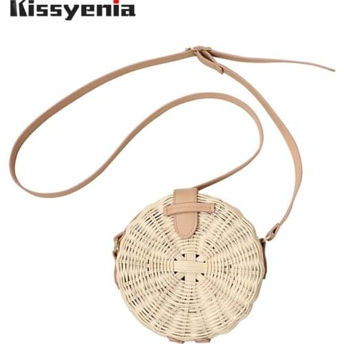 Kissyenia INS Hot Handmade Wicker Beach Bag Bohemian Women Rattan Knitted Bags Summer Woven Shoulder Bags Straw Handbags KS1158