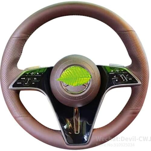 For Mercedes-Benz E-Class S-Class E300L E260 E350 S400 S500 S450 Alcantara Leather hand-stitch steering wheel cover 2021