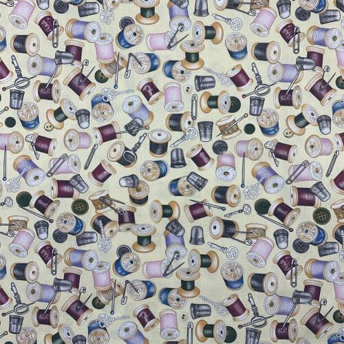 Beautiful 100% Cotton Fabric Beige Bottom Needlework Pattern Digital Print Sewing Material DIY Home Patchwork Dress Clothing