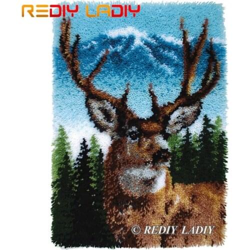 Latch Hook Kits Make Your Own Rug Forest Deer Tapestry Crochet Cushion Mat DIY Carpet Rug Set Pre-Printed Canvas Hobby & Crafts