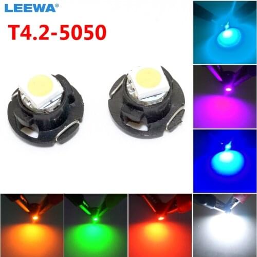 LEEWA 50X Auto Car T4.2 1SMD 5050 Chip LED Dashboard Meter Panel LED Light Bulb White/Red/Blue/Green/Pink/Ice blue #CA4760