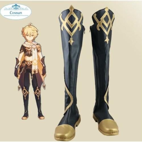 Hot Game Genshin Impact Aether Cosplay Shoes Boots Newest Custom Made For Halloween women Accessories high