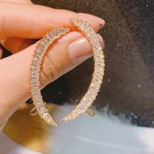 Favorite Baguette Cut AAA Micro Zirconia Women Bridal Dress Wedding Everyday Clip Earring Fashion Jewelry e5102