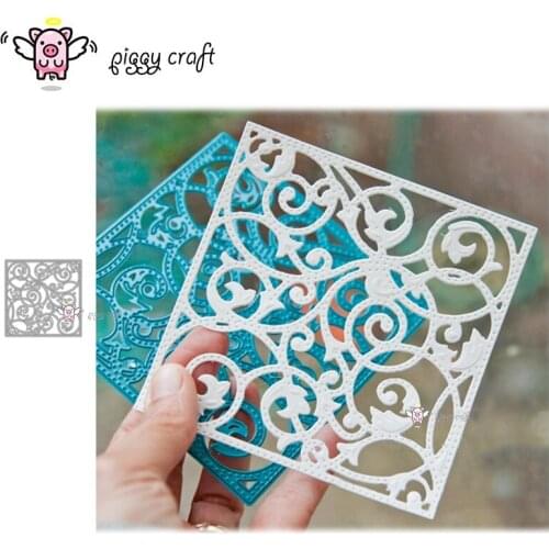 Piggy Craft metal cutting dies cut die mold Leaf vine square frame Scrapbook paper craft knife mould blade punch stencils dies
